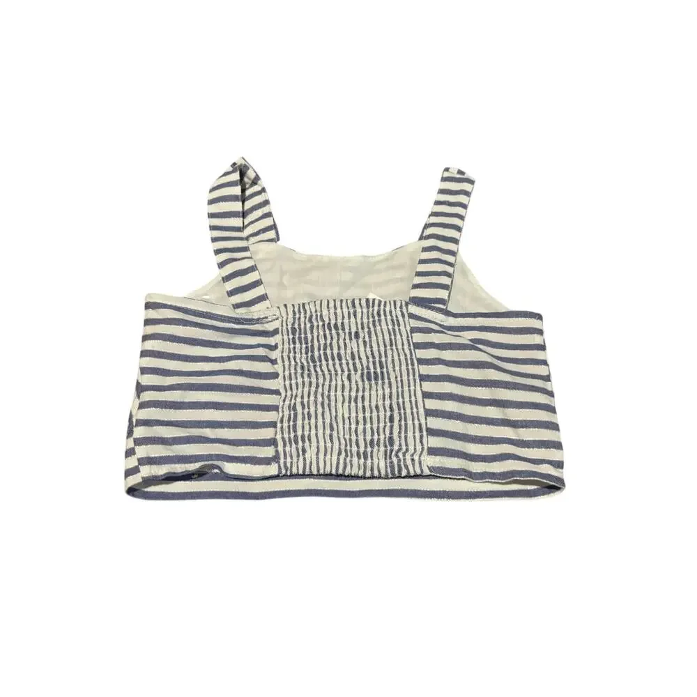 Tahari 8 blue white metalic stripe palazzo pants tank matching set stripe nwot
